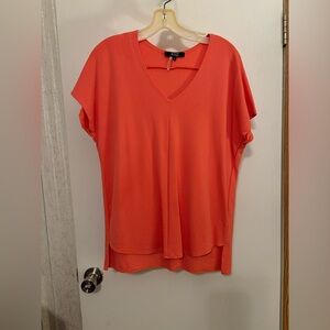 Women's V-Neck Blouse in Vibrant Coral